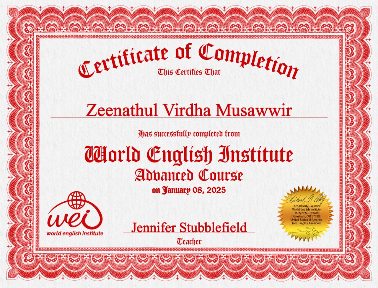English Language Certificate 2